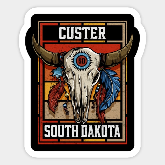 Custer South Dakota Native American Bison Skull Sticker by SouthDakotaGifts